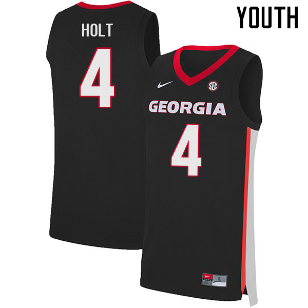 Youth #4 Jusaun Holt Georgia Bulldogs College Basketball Jerseys Sale-Black